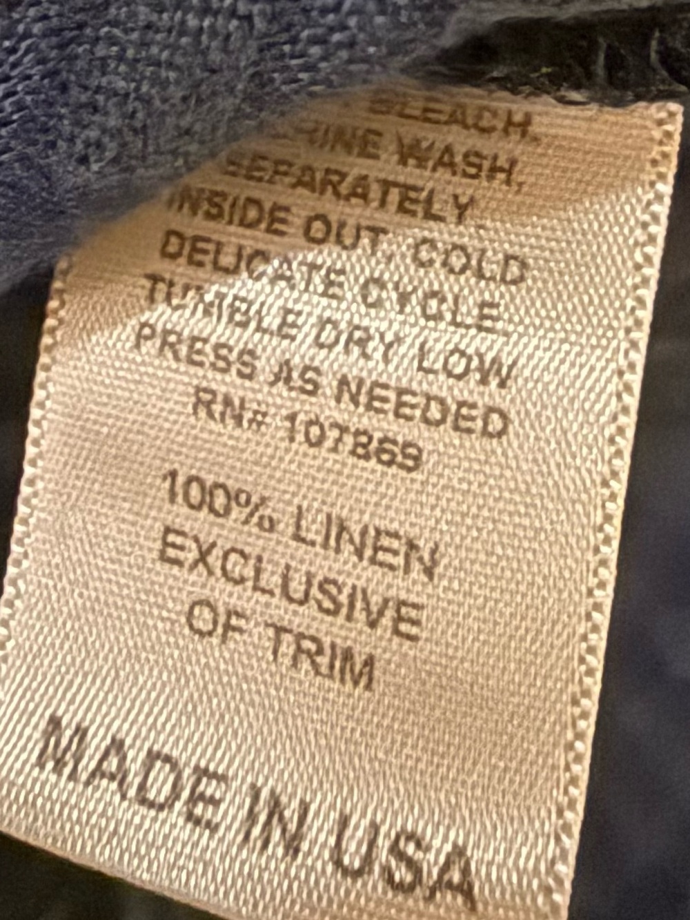Linnea 100% Linen Navy Textured Oversized Lagenlook Tunic Top Made USA L - Picture 5 of 5